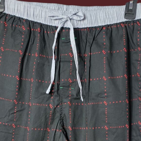 Tommy Hilfiger Mens Sleepwear Pajama Pants Logo Print 100% Blk/Red Medium - Picture 5 of 13